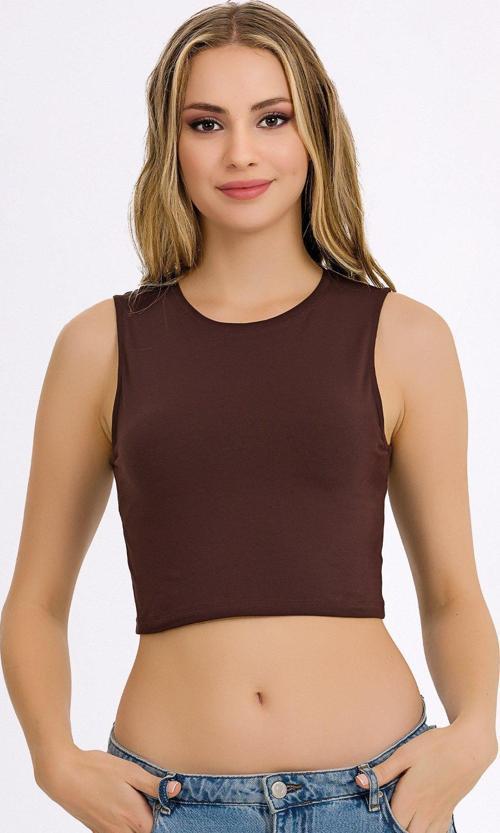 Kadın Likralı Kolsuz Crop