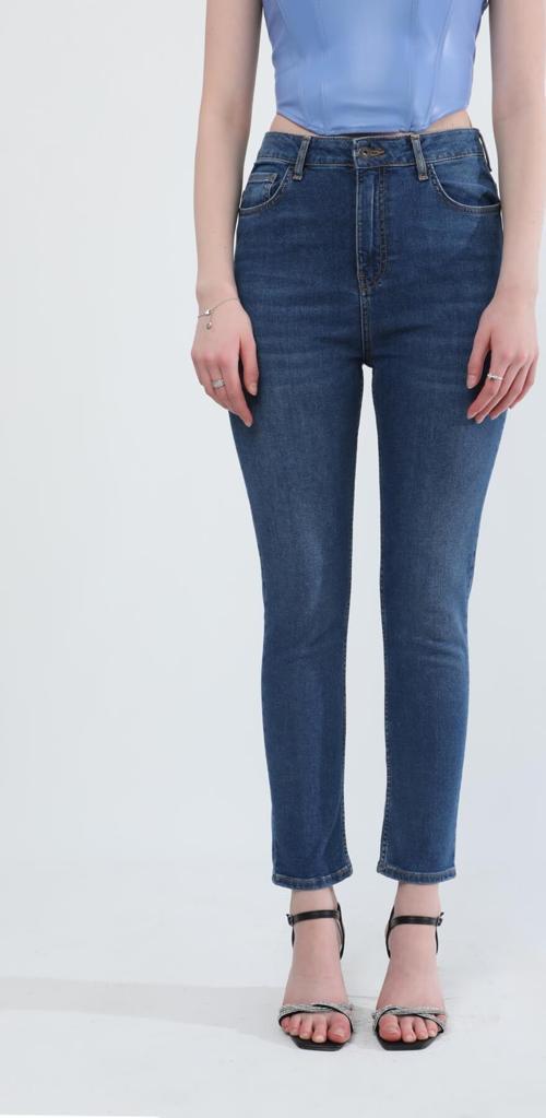 Kadın Slim Fit Likralı Esnek Jean Pantolon Mavi