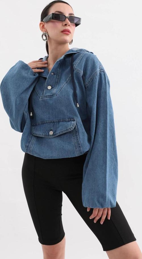 Kadın Kapüşonlu Jean Sweatshirt