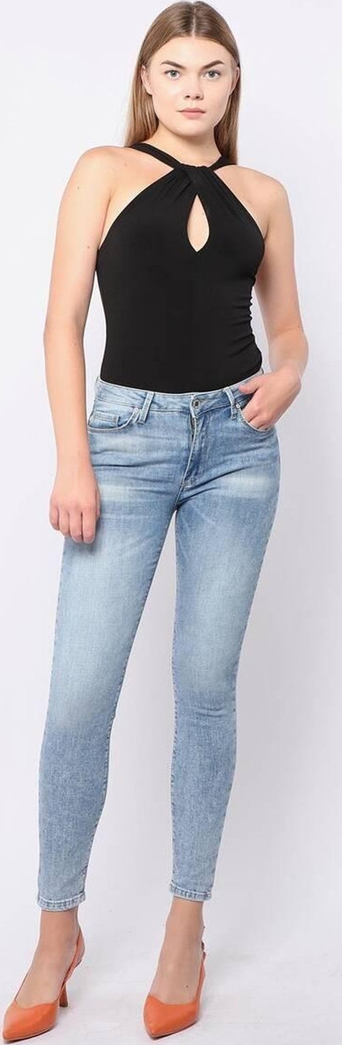 Kadın Skinny Fit Esnek Pantolon Açık Mavi