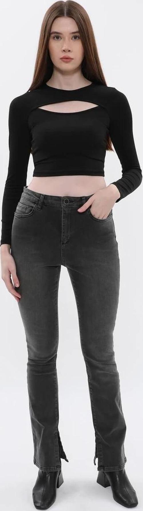 Kadın İspanyol Paça Yüksek Bel Jean Pantolon