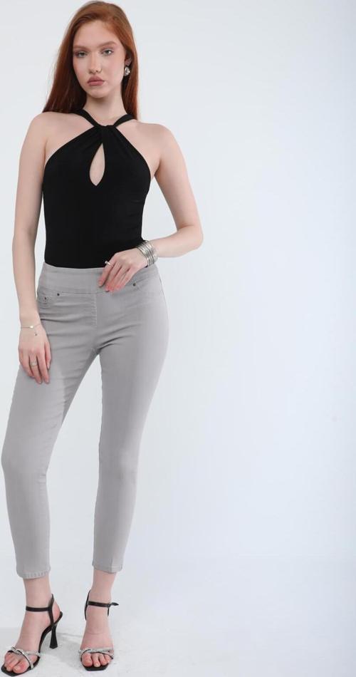 Kadın Likralı Esnek Jean Pantolon Gri