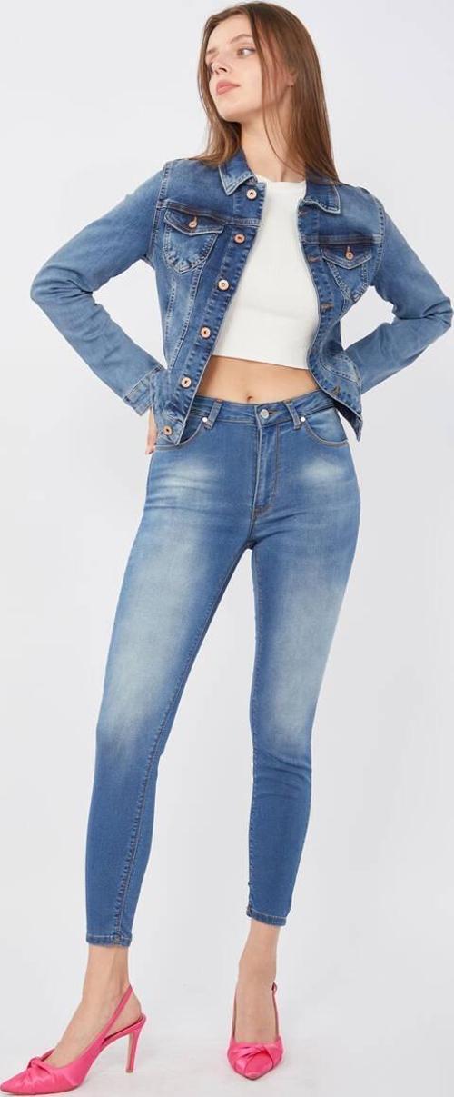 Kadın Skinny Fit Esnek Pantolon Mavi