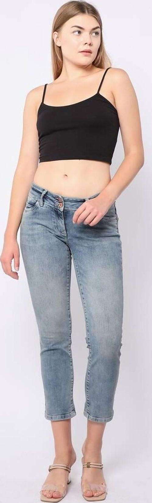 Kadın Düşük Bel Mavi Jean Pantolon