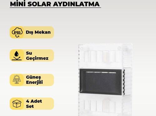 Mini Solar Aplik Gün Işığı - 4 Adet