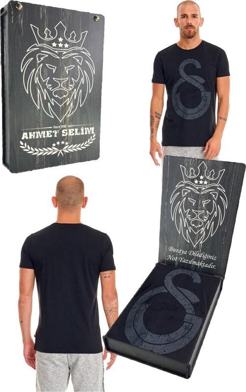Orijinal Ata İmza T-Shirt Siyah Kişiye Özel Tasarım Ahşap Kutulu