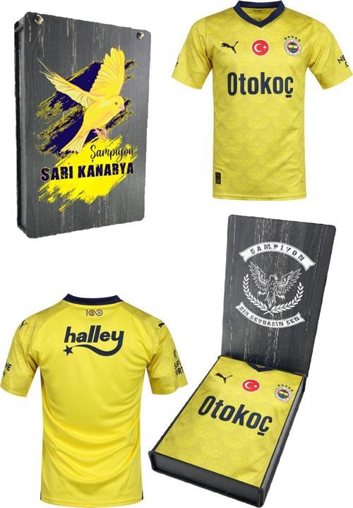 FB FRM 038 Fenerbahçe Orijinal Yeni Sezon Sarı Forma FB Kanarya Baskılı Hediyelik Ahşap Kutulu