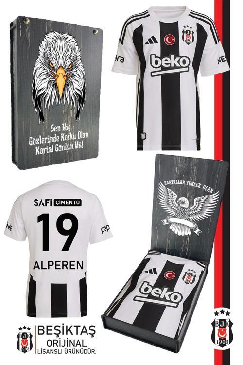 Orijinal Kişiye Özel 24-25 Çubuklu Siyah-Beyaz Forma Kartal Baskılı Ahşap Ku