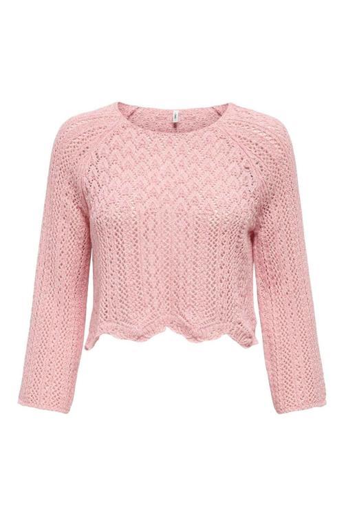 Kadın Örme Detaylı Pembe Crop Kazak - 15233173