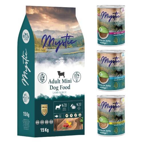 Mini Kuzu Etli Küçük Irk Köpek Maması 15 kg + 3 Adet Konserve