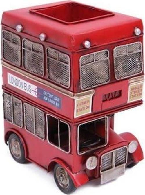 Dekoratif Metal Araba Londra Şehir Otobüsü Kalemlik 1010E-2060-1