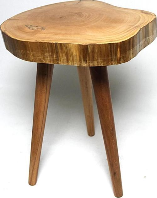 Doğal Ahşap Sehpa 32x45 cm Ahşap Ayaklı