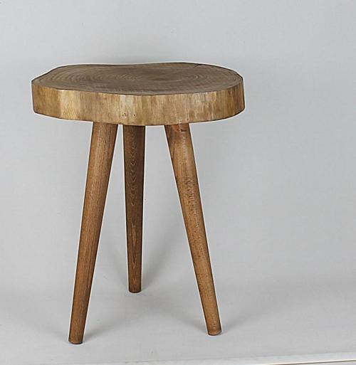 Doğal Ahşap Sehpa 32x45 cm Ahşap Ayaklı Renk Orta Ceviz