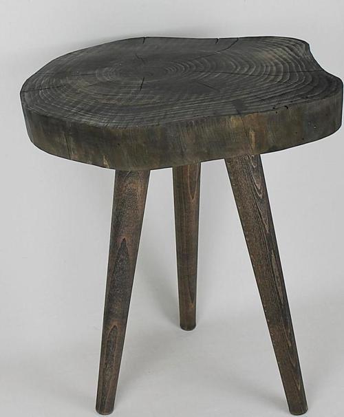 Doğal Ahşap Sehpa 32x45 cm Ahşap Ayaklı Renk Siyah