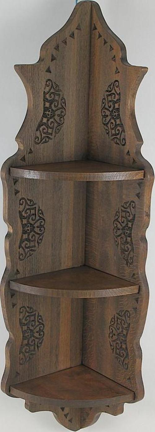 Ahşap El Oyması Köşe Raf  84x17x17 cm. dir