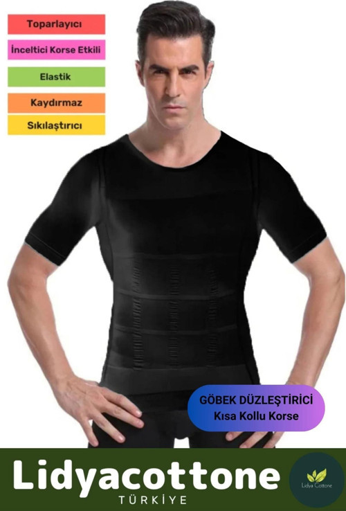 Kısa Kol Korse Atlet Premium Bel Göğüs Dik Duruş Jinekomasti Toparlayıcı Erkek Göbek Sıkılaştırıcı
