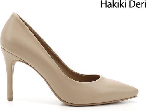 Kadın Nude Sivri Burun İnce Topuklu Hakiki Deri Stiletto