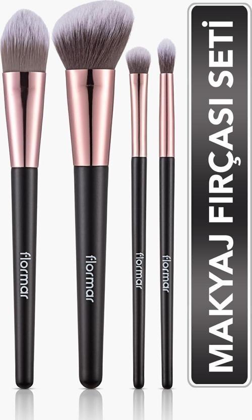4'lü Makyaj Fırçası Seti (Allık-Fondöten-Far-Crease) - Makeup Brush Set - 012 - 8690604597772