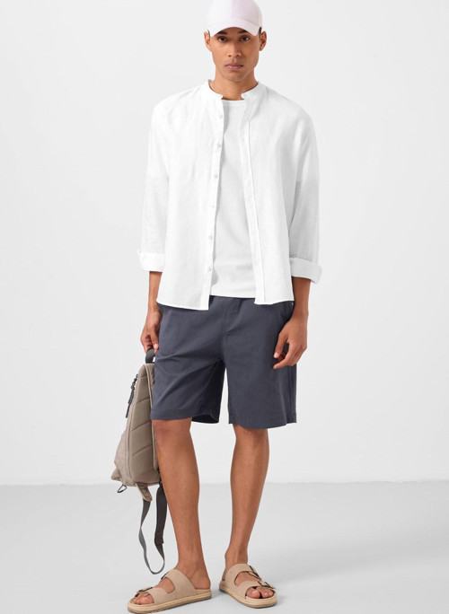 Gri Standart Fit Dokuma Hafif Esnek Chino Erkek Şort - 81291