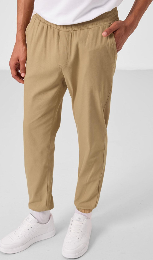 Koyu Bej Standart Fit Dokuma Hafif Esnek Chino Erkek Pantolon - 82176