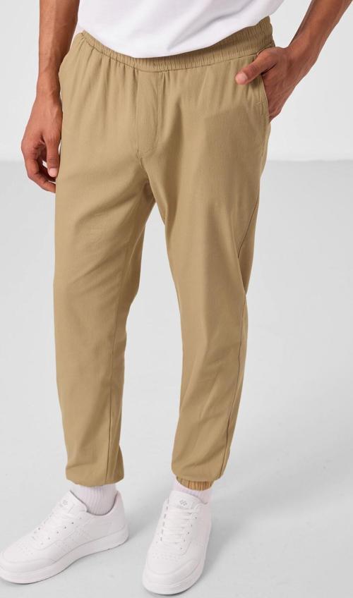 Koyu Bej Standart Fit Dokuma Hafif Esnek Chino Erkek Pantolon - 82176