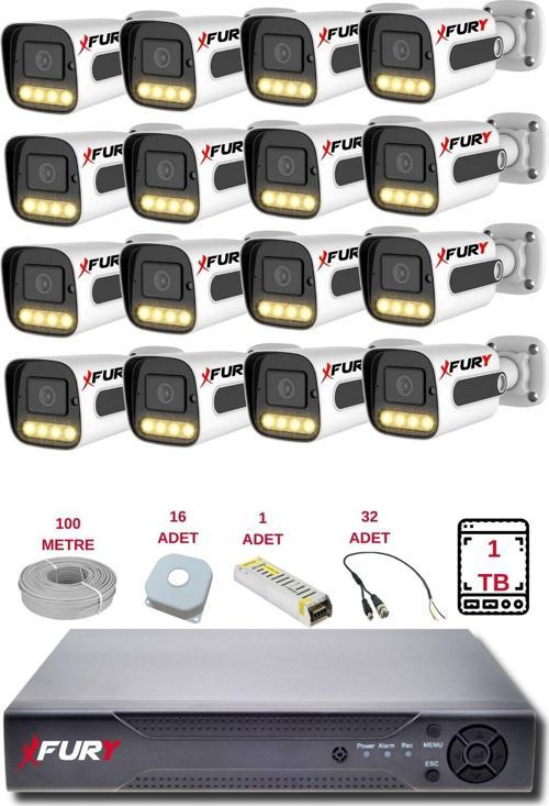 16 Kameralı Set Full HD Gece Renkli Görüş-Cepten İzle-Su Geçirmez Güvenlik Kamerası Seti 1TB