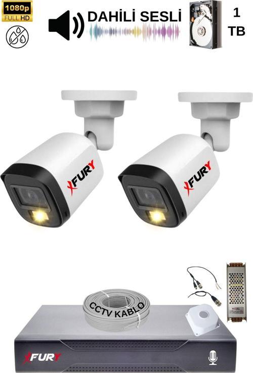 2 Kamera Sesli Gece Renkli Güvenlik Kamerası Full Hd-su Geçirmez Güvenlik Kamerası Seti 1tb
