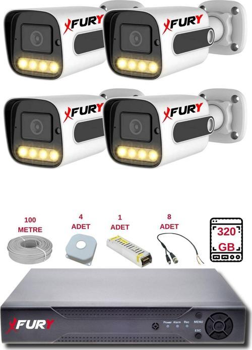 4 Kameralı Set Full HD Gece Renkli Görüş-Cepten İzle-Su Geçirmez Güvenlik Kamerası Seti 320GB