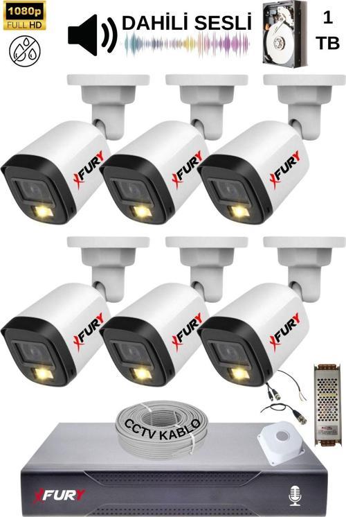 6 Kamera Sesli Gece Renkli Güvenlik Kamerası Full Hd-su Geçirmez Güvenlik Kamerası Seti 1TB