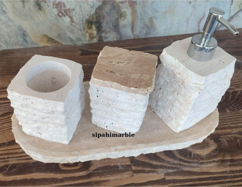 Traverten 4/lü Lüx Banyo Seti