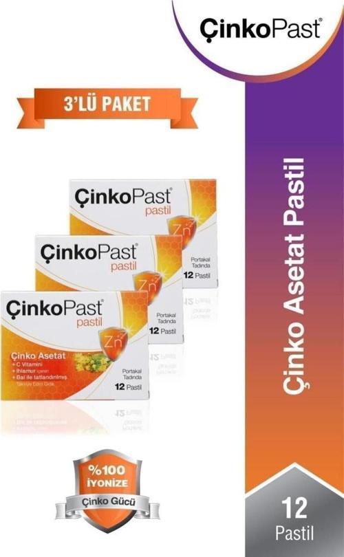 Çinkopast C Vitamini Ihlamur Bal Pastil 12'li- 3 ADET - SKT:12/2027