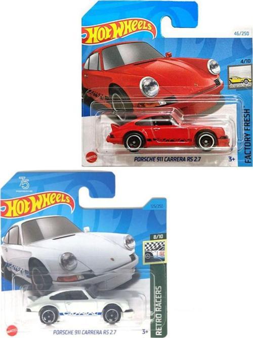 2 Araç Set Porsche 911 Carrera Rs 2.7 Kırmızı & Beyaz (1/64)