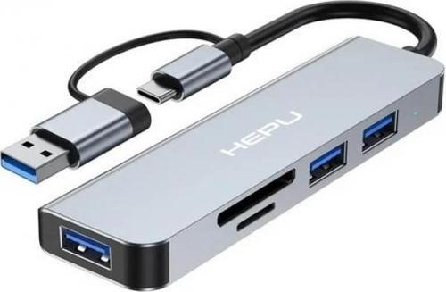 HP-B07 5in1 USB+Type-C Girişli HUB Çoklayıcı Kart Okuyucu
