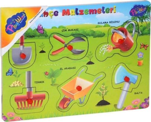 Çocuk Ahşap Tutmalı Bahçe Malzemeleri Puzzle