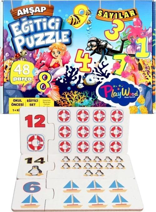 Çocuk Playwood Ahşap Eğitici Puzzle Sayılar