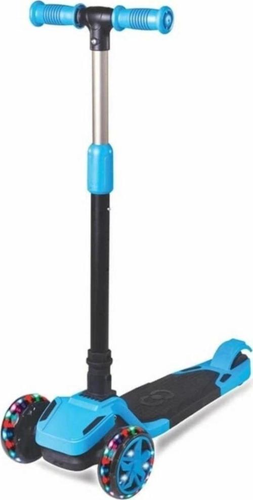 Çocuk Işıklı Katlanabilir Scooter Mavi LED Aydınlatmalı Güvenli Model
