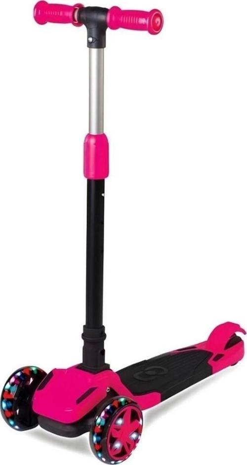 Çocuk Işıklı Katlanabilir Scooter Pembe Renkli ve Eğlenceli Kullanım