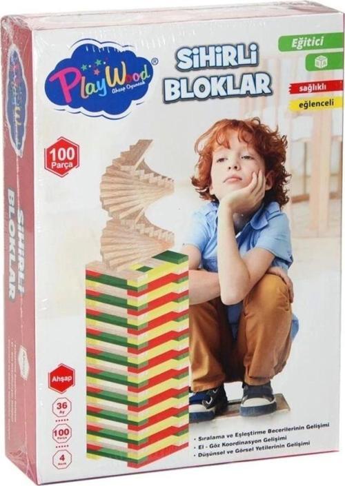 Çocuk ONY-358	Ahşap 100 Parça Sihirli Bloklar