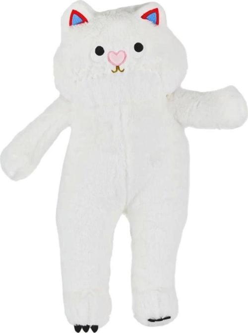 Uzun peluş kedi 55 cm beyaz ile eğitici oyunlara sevimli bir arkadaşlık kat
