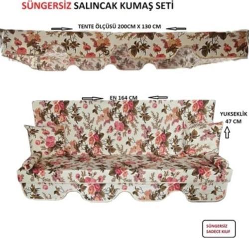 3 Kişilik Lüks Salıncak Kılıf Seti Süngersiz Ingiliz Gülü 164*47