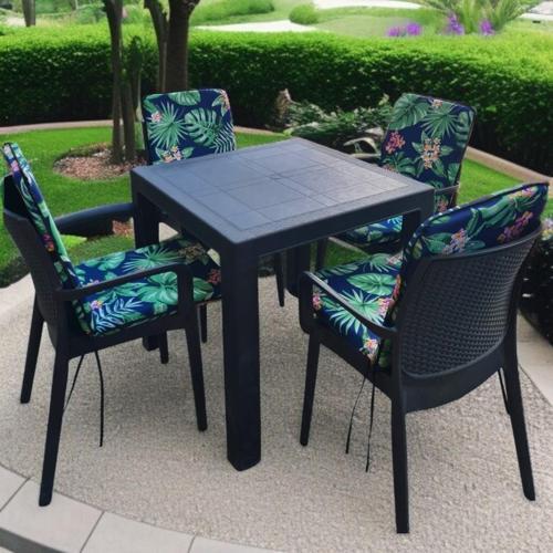LÜKS ARKALIKLI SANDALYE MİNDERİ 4LÜ 4CM SÜNGERLİ YEŞİL YAPRAK