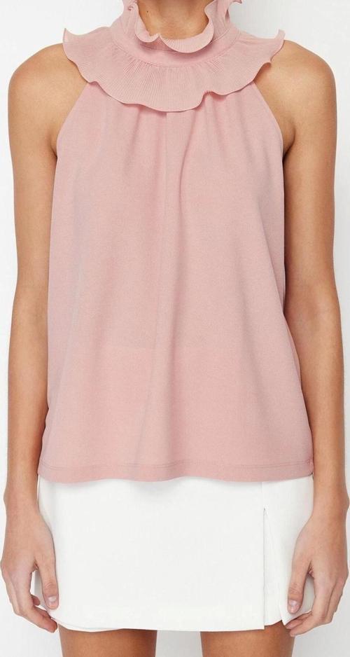 Moda Halter Yaka Örme Regular Düz Desen Casual Günlük Regular Kolsuz Bluz