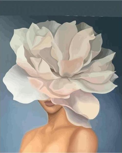 Canvas Çiçek Kadın19 Sayılarla Boyama Seti  Kasnaklı 50 x 65 cm