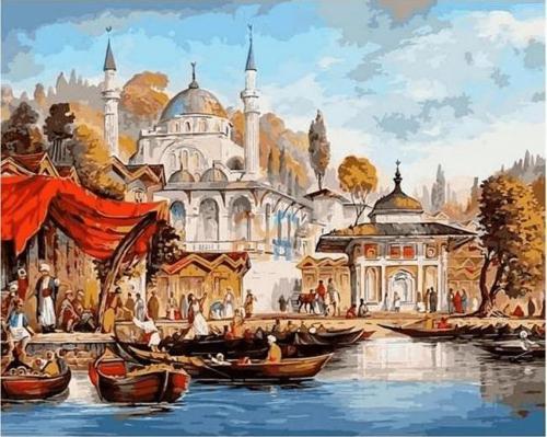 Canvas Bir Zamanlar İstanbul Sayılarla Boyama Seti  Kasnaklı 60 x 75 cm
