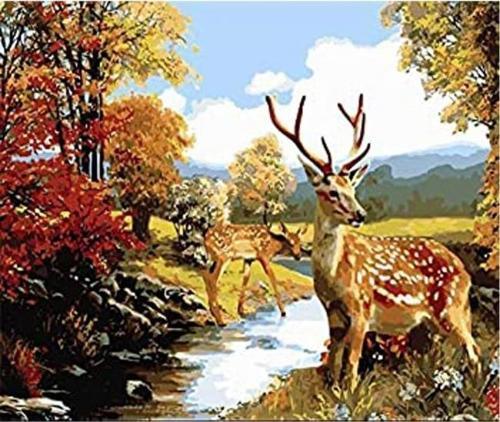 Canvas Ceylanlar Sayılarla Boyama Seti  Kasnaklı 100 x 140 cm