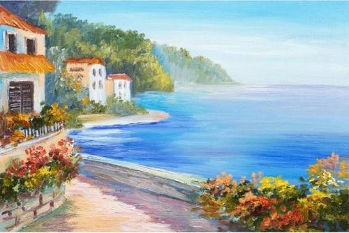 Canvas Denizde Bakış Sayılarla Boyama Seti Sayılarla Boyama Seti  Kasnaklı 90 x 110 cm