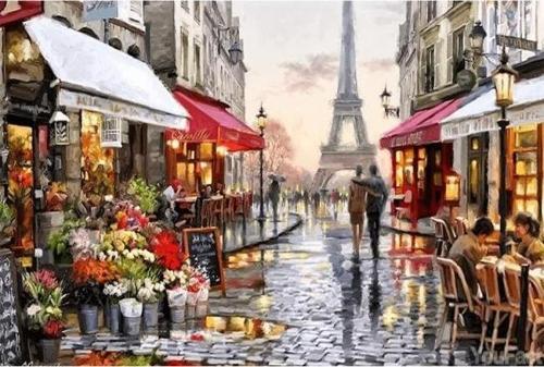 Canvas Aşıklar Şehri Sayılarla Boyama Seti  Kasnaklı 70 x 90 cm