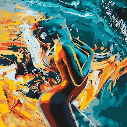 Canvas Ateş Su ve Tutku Sayılarla Boyama Seti  Kasnaklı 70 x 90 cm