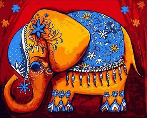 Canvas Bereket Fili Sayılarla Boyama Seti Kasnaklı 50 x 65 cm