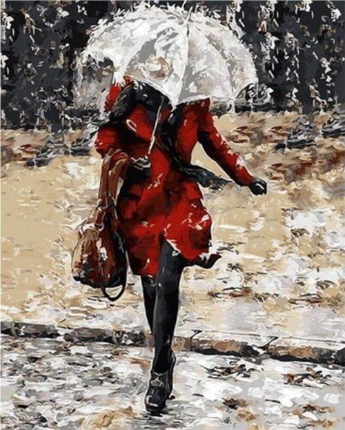 Canvas Beyaz Şemsiye Sayılarla Boyama Seti  Kasnaklı 60 x 75 cm